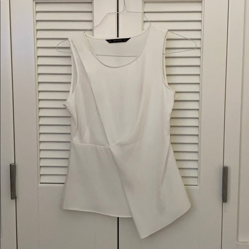 Zara Asymmetric White Blouse, XS